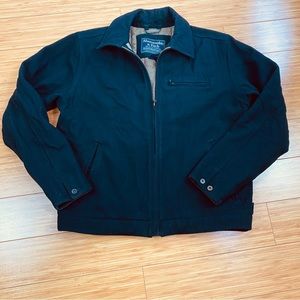 Abercrombie Fitch Wool Jacket Mens Large Black Full Zip Quilted Lined Coat